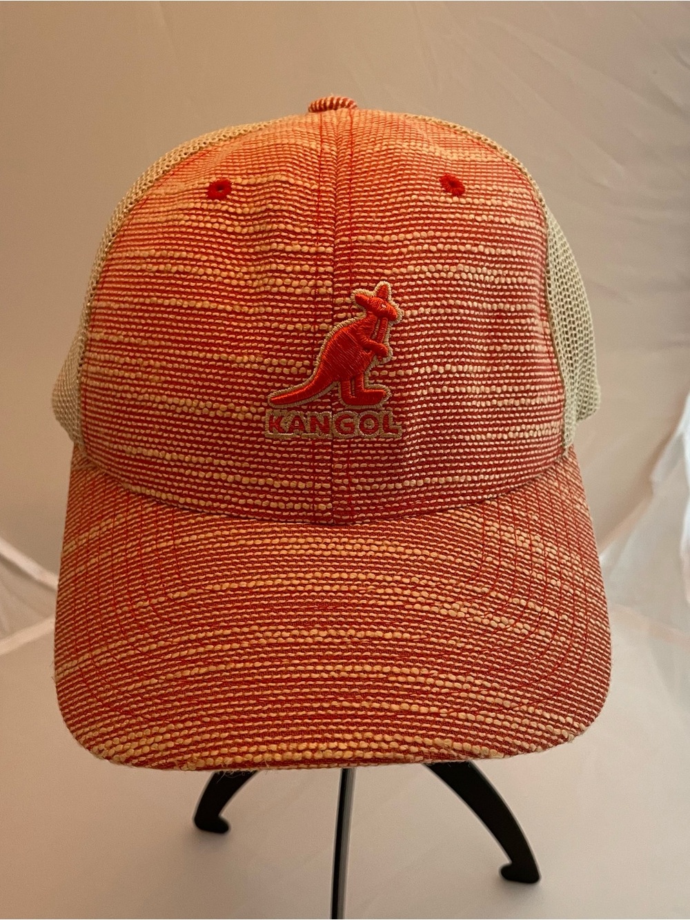 Kangol Nassau Trucker Flex Fit Orange Knit Mesh-Back Cap S/M